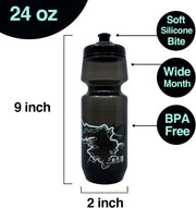 PAX 24oz Sports Black Water Bottle, Squeeze To Squirt Water Bottle, Biking Cycling Bottles Fit In Bike Cages, BPA Free, Great for Adults & Youngsters