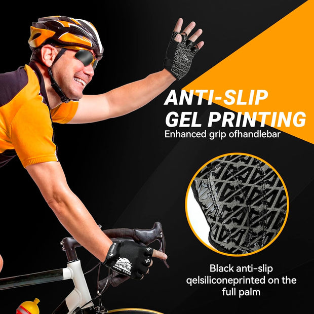 Bike Cycling Sports Gloves: Half Finger Bicycle Gloves for Men Women with 5MM Gel Pad - Anti-Slip Exercise Workout Gloves for Gym Motorcycle