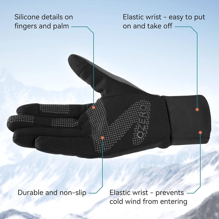 OZERO Winter Touchscreen Gloves for Men: Warm Running Gloves Windproof Water Resistant - Lightweight Thermal Glove for Hiking Cycling Driving