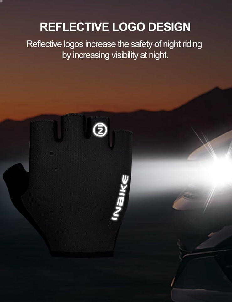 INBIKE Cycling Gloves - Shock-Absorbing, Breathable, Anti-Slip Fingerless Road Bike Gloves for Men & Women