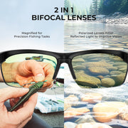 KastKing Tugaloo Semi-Rimless Bifocal Polarized Reader Sunglasses, Bi-focal x1.5 x2.0 x2.5 Magnifications, UV Protection